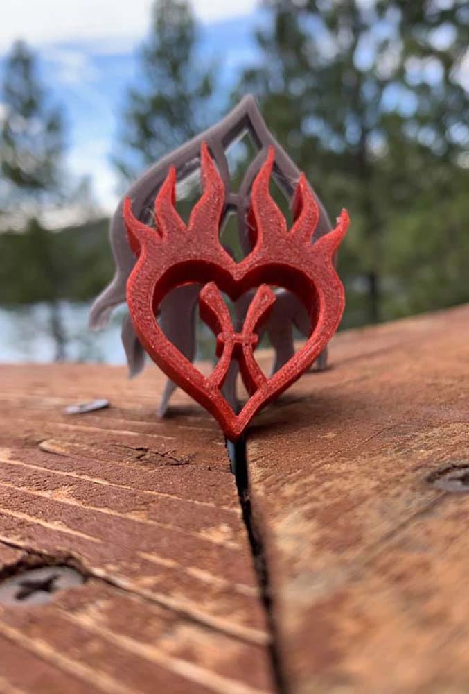 Burning Hearth 3D printed logo pendant